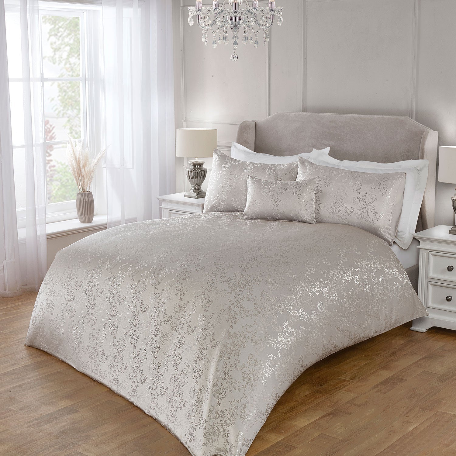Melody Silver Luxury Jacquard Duvet Set