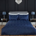 Hamilton Navy Luxury Jacquard Duvet Set