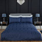 Hamilton Navy Luxury Jacquard Duvet Set