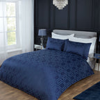 Hamilton Navy Luxury Jacquard Duvet Set