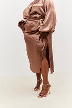 Satin Drape Co-Ord Midi Skirt