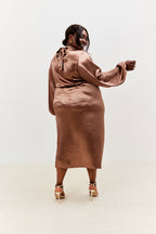 Satin Drape Co-Ord Midi Skirt