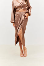 Satin Drape Co-Ord Midi Skirt