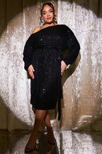Sequin Off The Shoulder Midi Dress