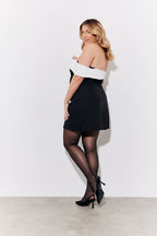 Black Contrast Bow Mini Dress