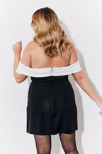 Black Contrast Bow Mini Dress