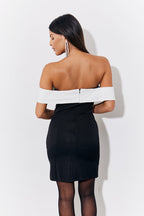 Black Contrast Bow Mini Dress