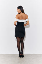 Black Contrast Bow Mini Dress