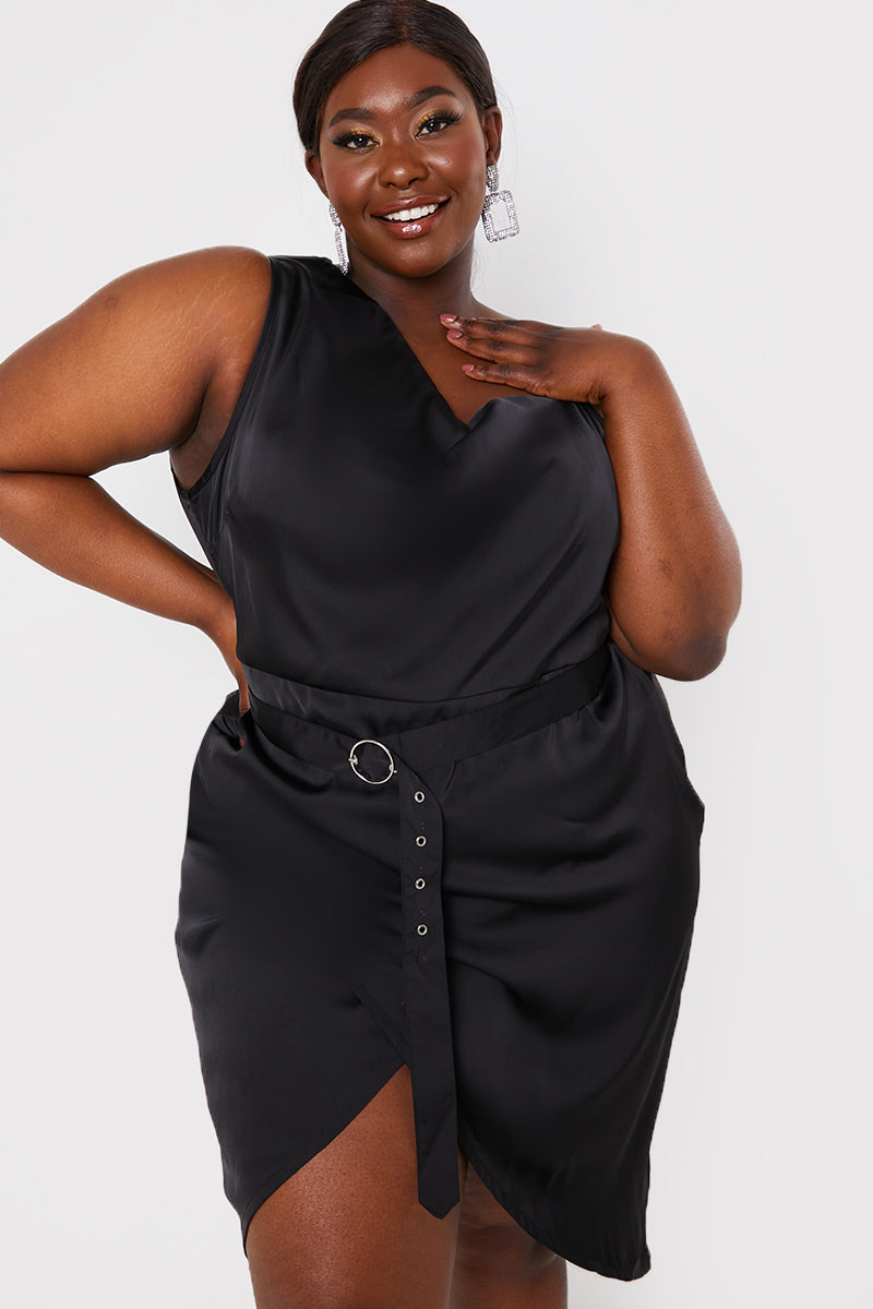Asymmetric Cowl Neck Dress