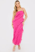 Pink Ruffle Cami Maxi Dress
