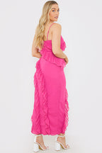 Pink Ruffle Cami Maxi Dress