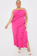 Pink Ruffle Cami Maxi Dress