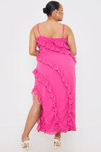 Pink Ruffle Cami Maxi Dress
