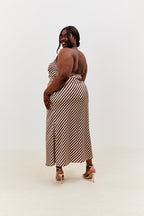 Satin Stripe Bandeau Maxi Dress