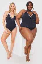 Control Whipstitch Trim Wrap Front Swimsuit