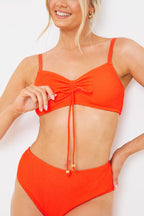 Ruched Front Crinkle Bikini Top