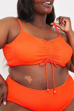 Ruched Front Crinkle Bikini Top