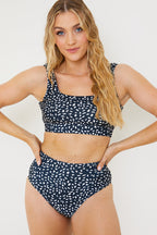 Smudge Spot Print High Waist Bikini Bottoms