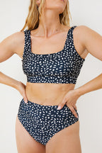 Smudge Spot Print High Waist Bikini Bottoms