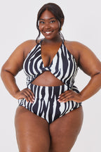 Control Zebra Print Knot Detail Cut Out Swimsuit