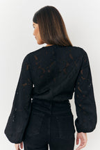 Jacquard Balloon Sleeve Bodysuit