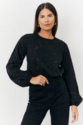 Jacquard Balloon Sleeve Bodysuit