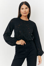 Jacquard Balloon Sleeve Bodysuit