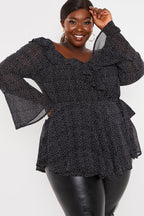 Polka Dot Print Off The Shoulder Top With Tie Waist