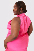 Satin Draped High Neck Co Ord Top