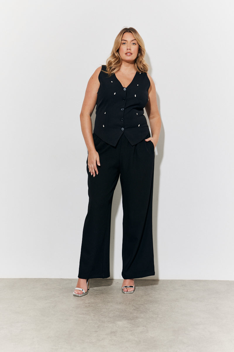 Black Embellished Waistcoat