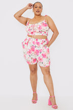 Printed Gathered Bust Co-ord Top