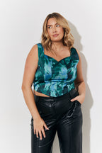 Printed Satin Corset
