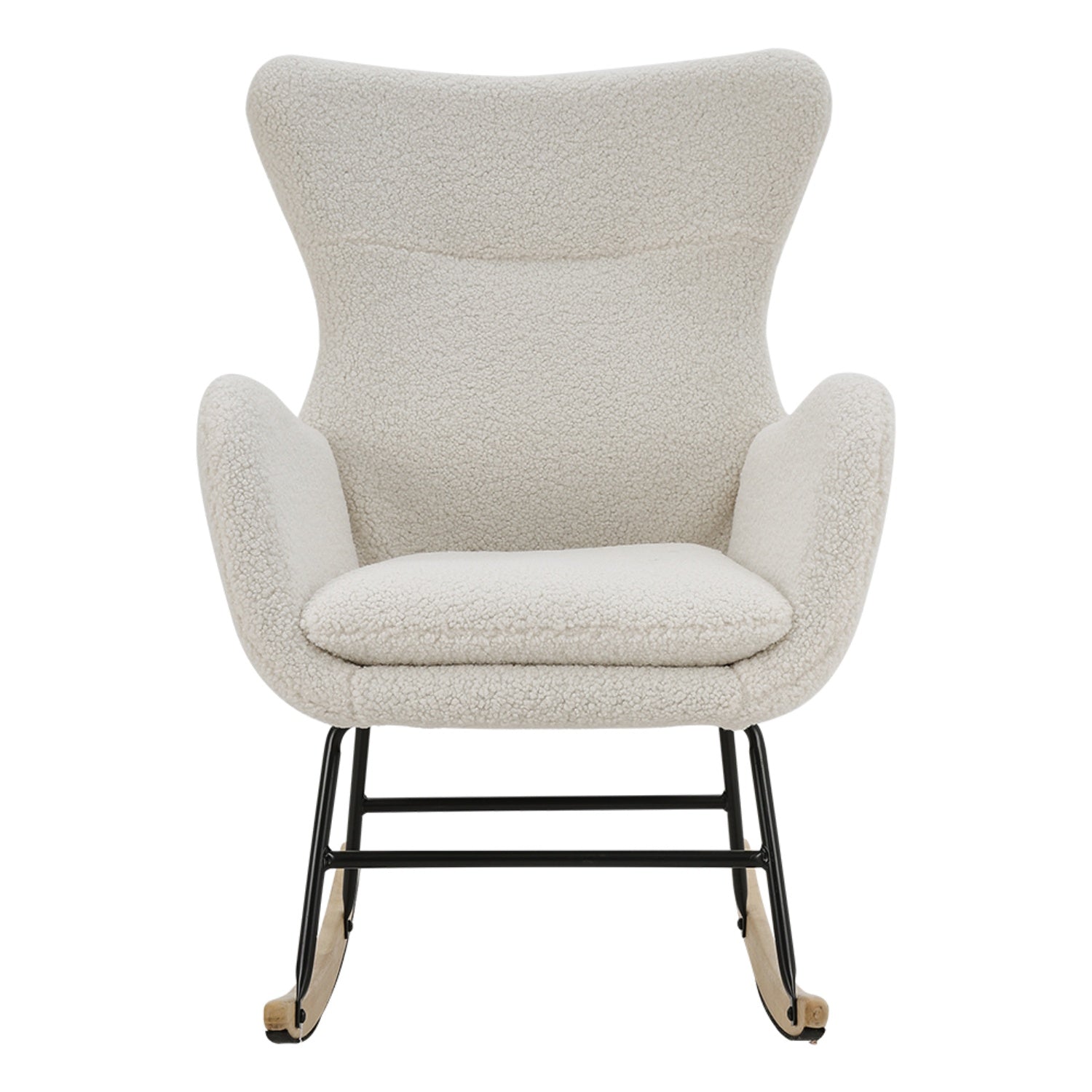Sherpa Upholstered White Rocking Chair