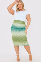Ombre Mesh Midi Skirt