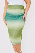 Ombre Mesh Midi Skirt