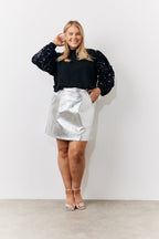 Silver Metallic Mini Skirt