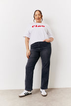 Washed Black Straight Leg Jeans