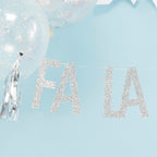 Silver Glitter Fa La La La La Bunting - Jolly Vibes