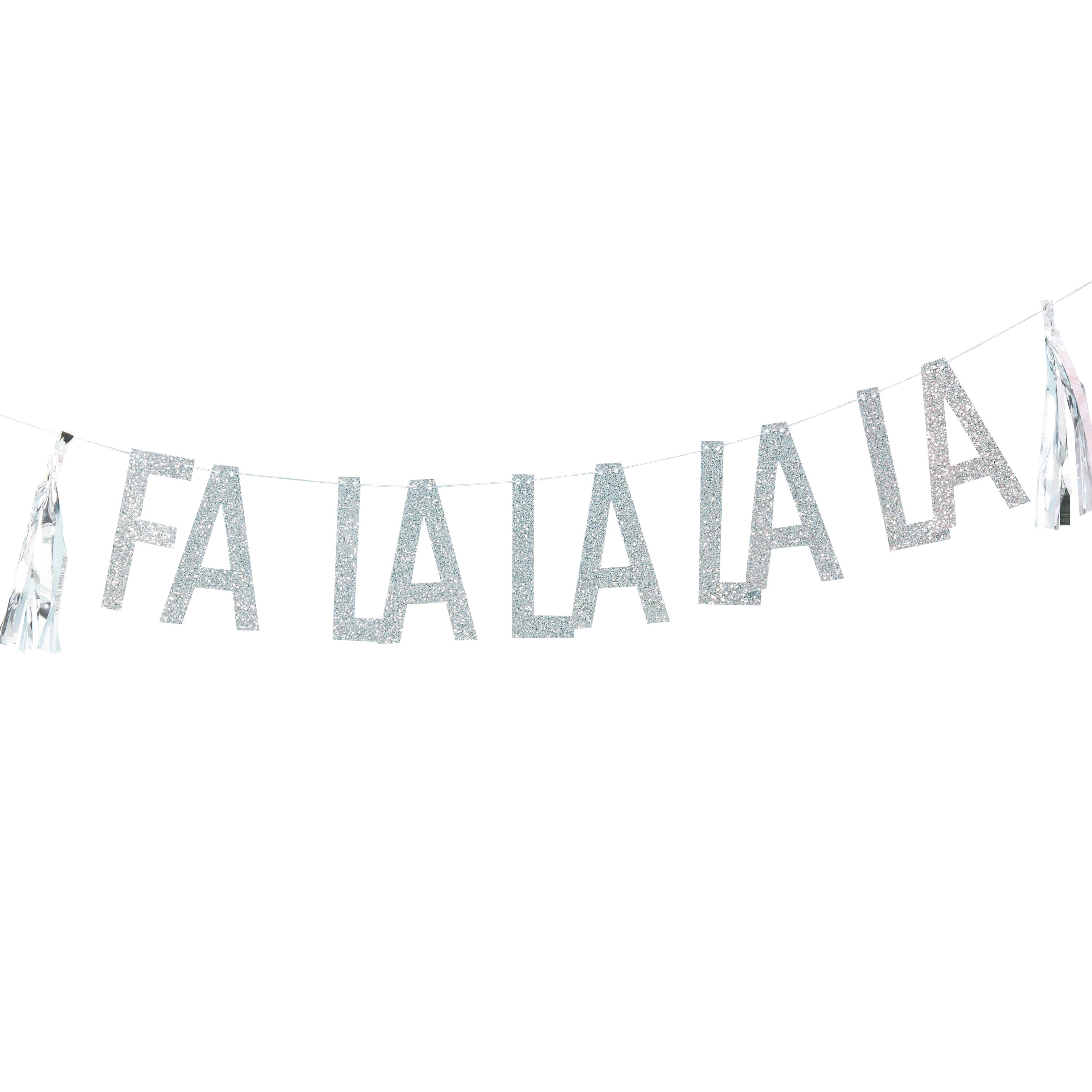 Silver Glitter Fa La La La La Bunting - Jolly Vibes