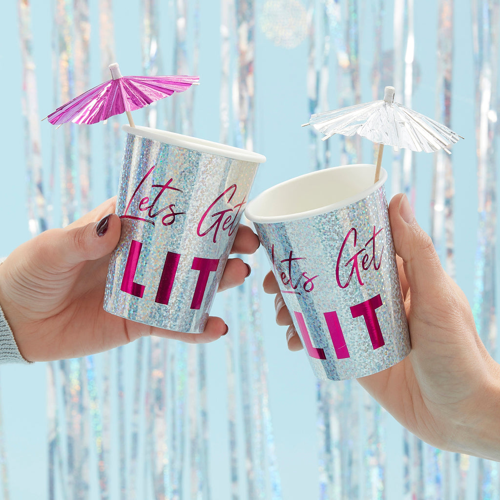 Holographic Lets Get Lit Paper Cups - Jolly Vibes