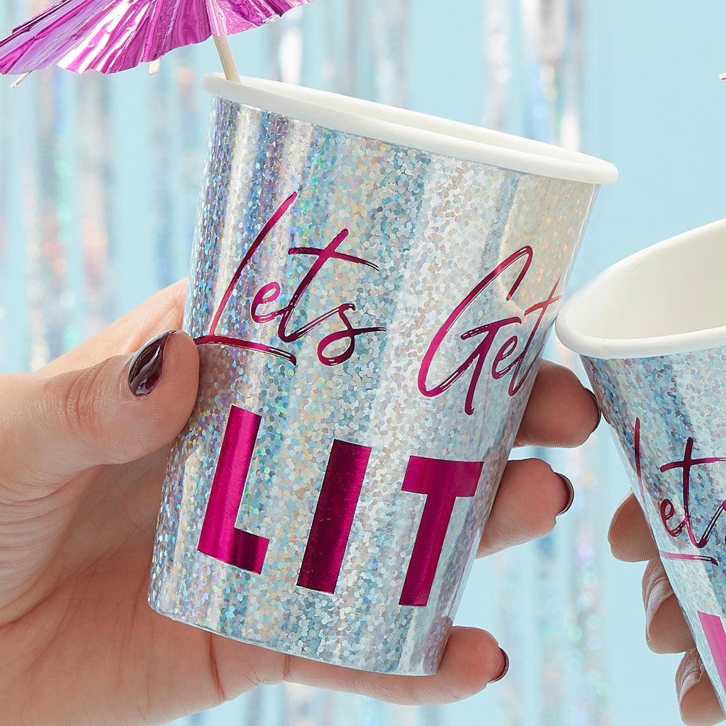 Holographic Lets Get Lit Paper Cups - Jolly Vibes