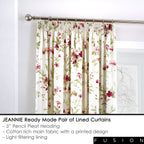 Jeannie Red Floral Pencil Pleat Curtains
