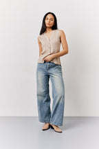 Mocha Ribbed Button Up Knitted Waistcoat