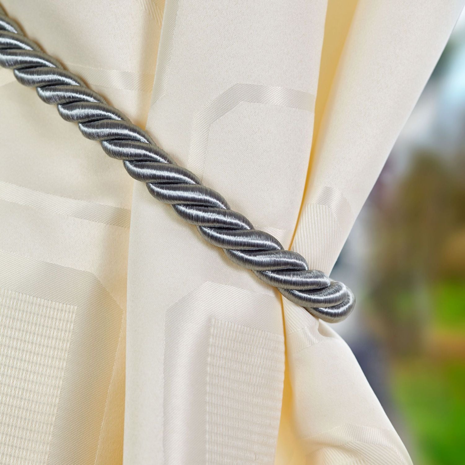 Knightsbridge Silver Rope Tiebacks (Pair)