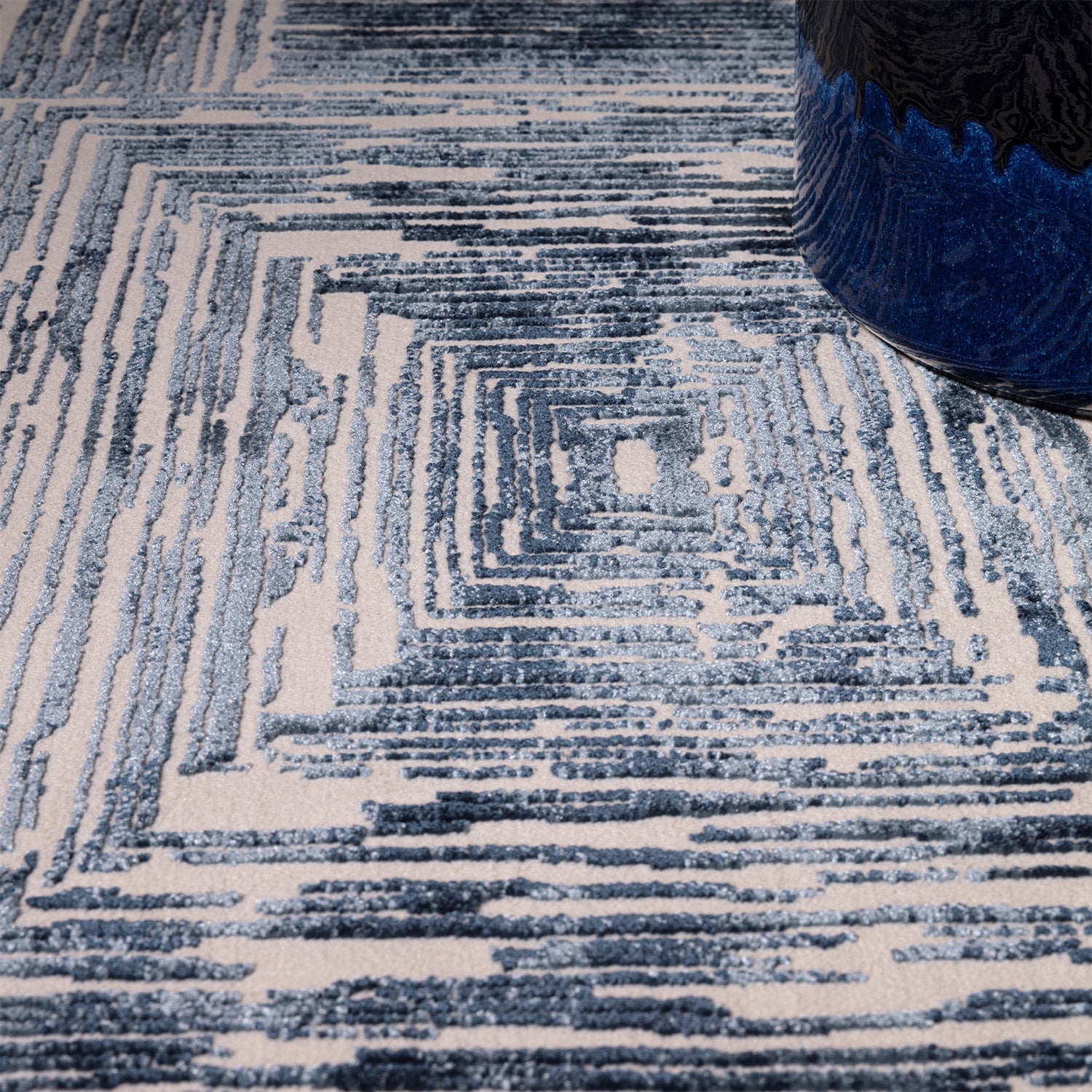 Kuza Portrait Navy Blue Rug