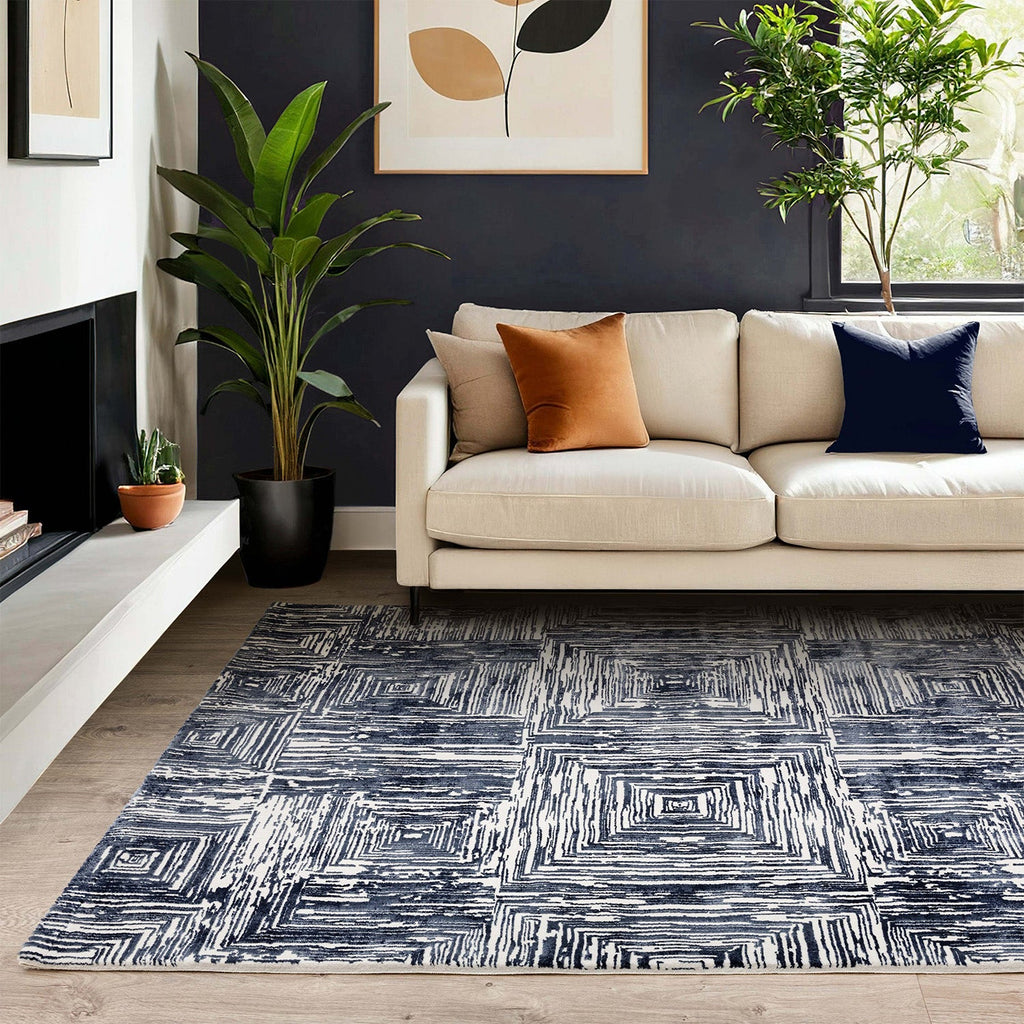 Kuza Portrait Navy Blue Rug