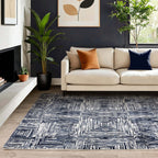 Kuza Portrait Navy Blue Rug