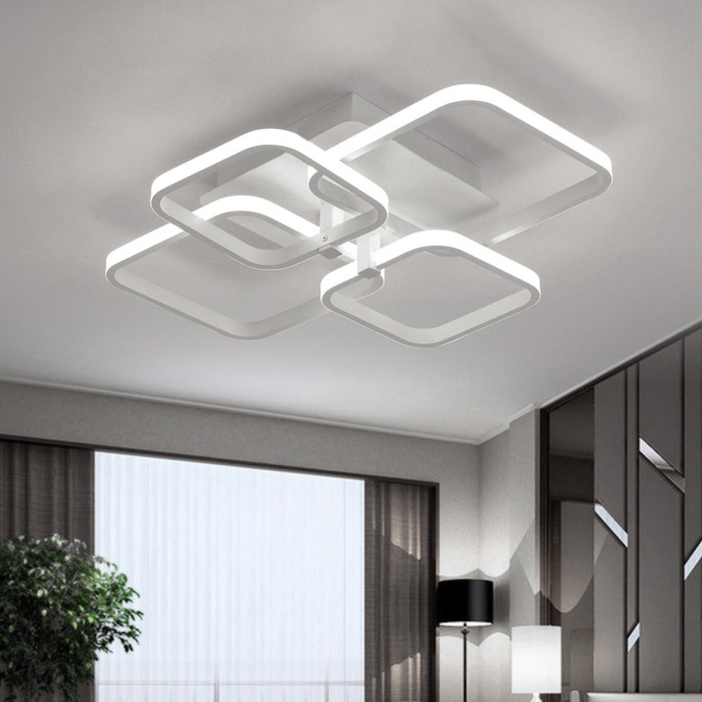 White Minimalist LED Semi-Flush Ceiling Light
