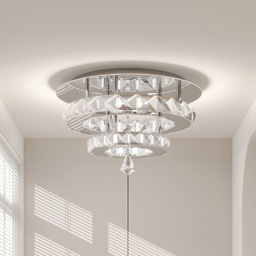 Chrome Crystal 30W LED Semi-Flush Ceiling Light
