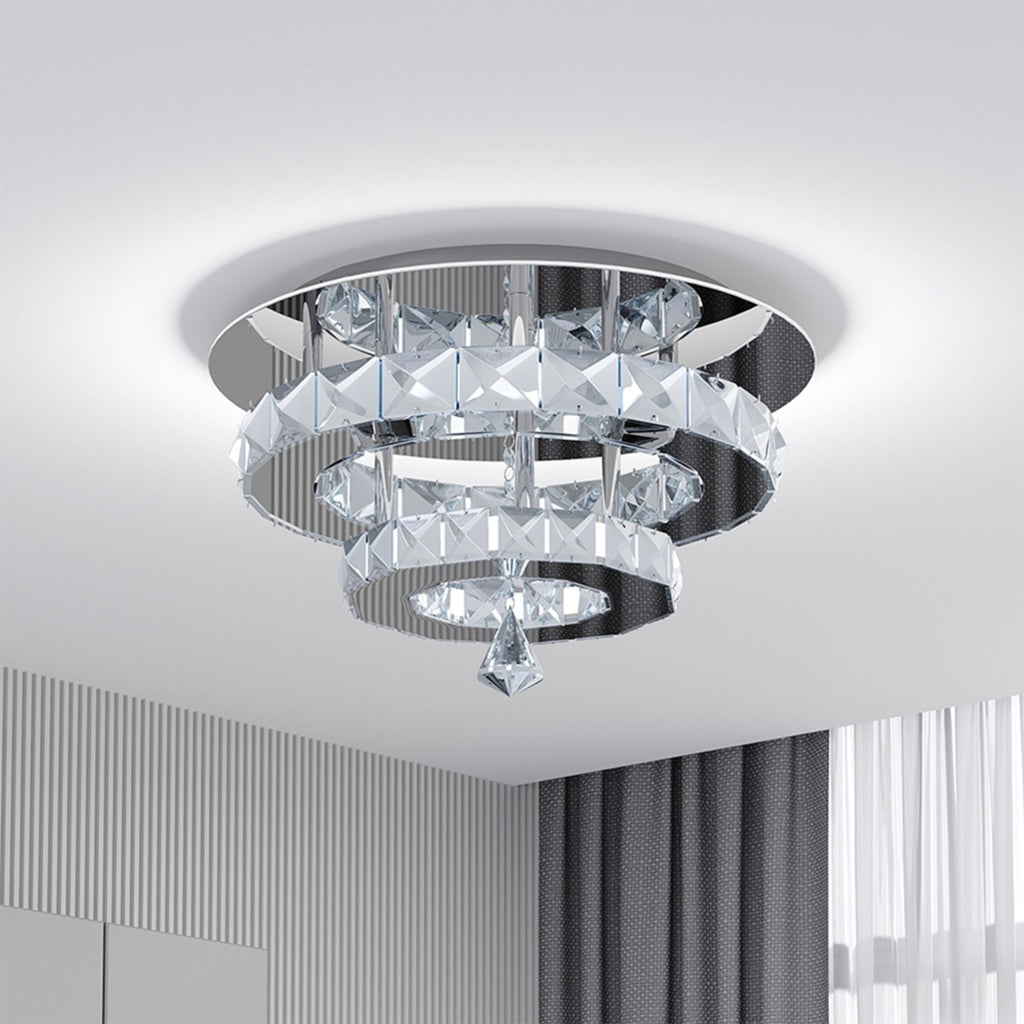 Chrome Crystal 30W LED Semi-Flush Ceiling Light
